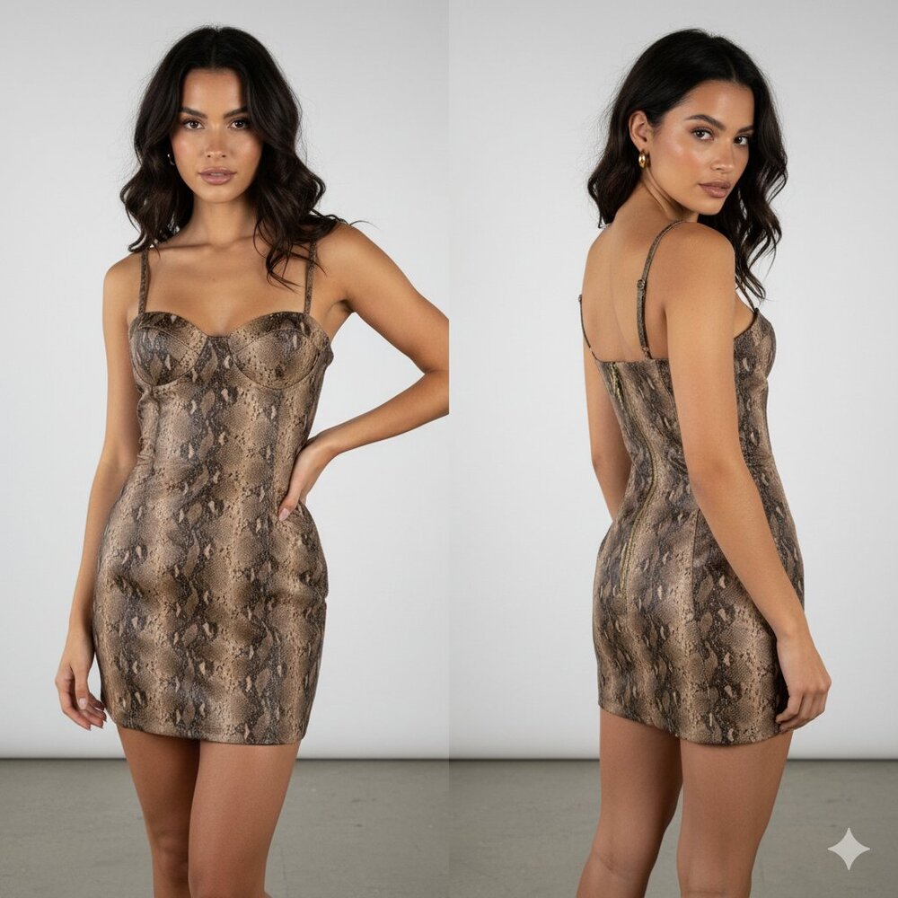 Mistress Rocks : Snakeskin Faux Leather Bustier Mini Dress : XS